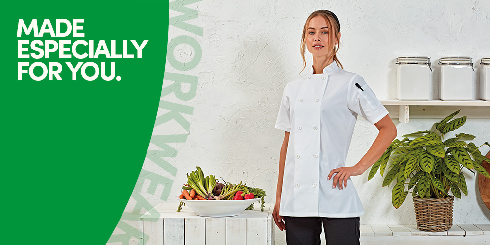 female chef wearing a chefs jacket made for women